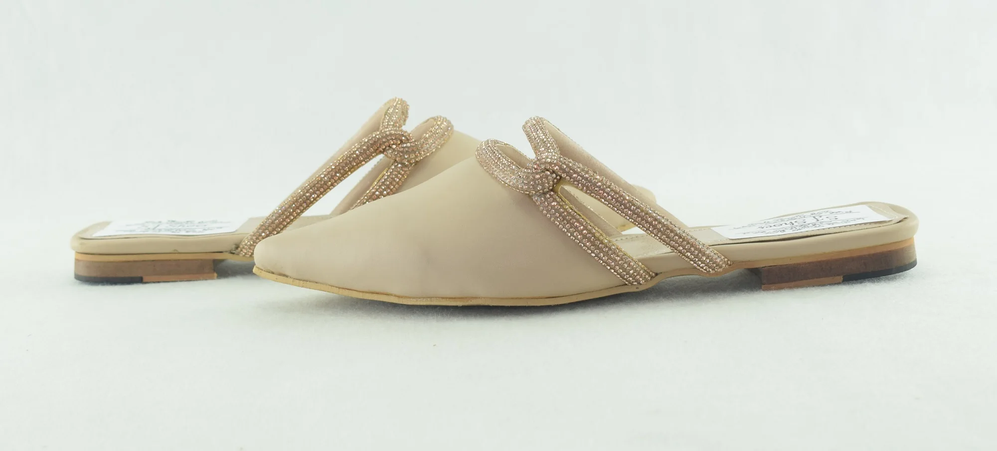 682 - Mules Plates à Bout Pointu élégantes - Beige