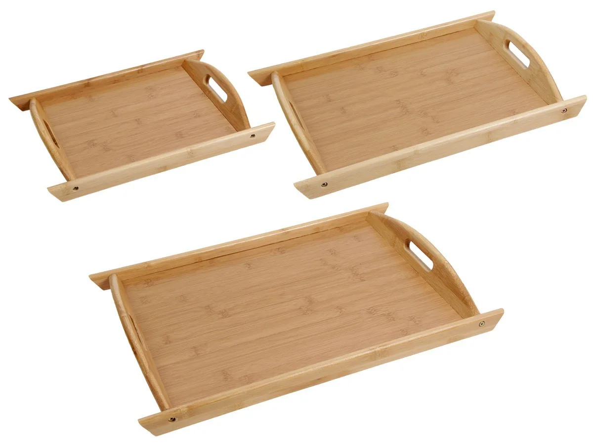 349 - Ensemble de 3 plateaux en bambou en bois lavables de qualité supérieure - DV-265