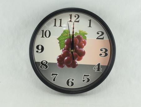 811N - Horloge murale à quartz ronde et moderne simple, noir-raisin