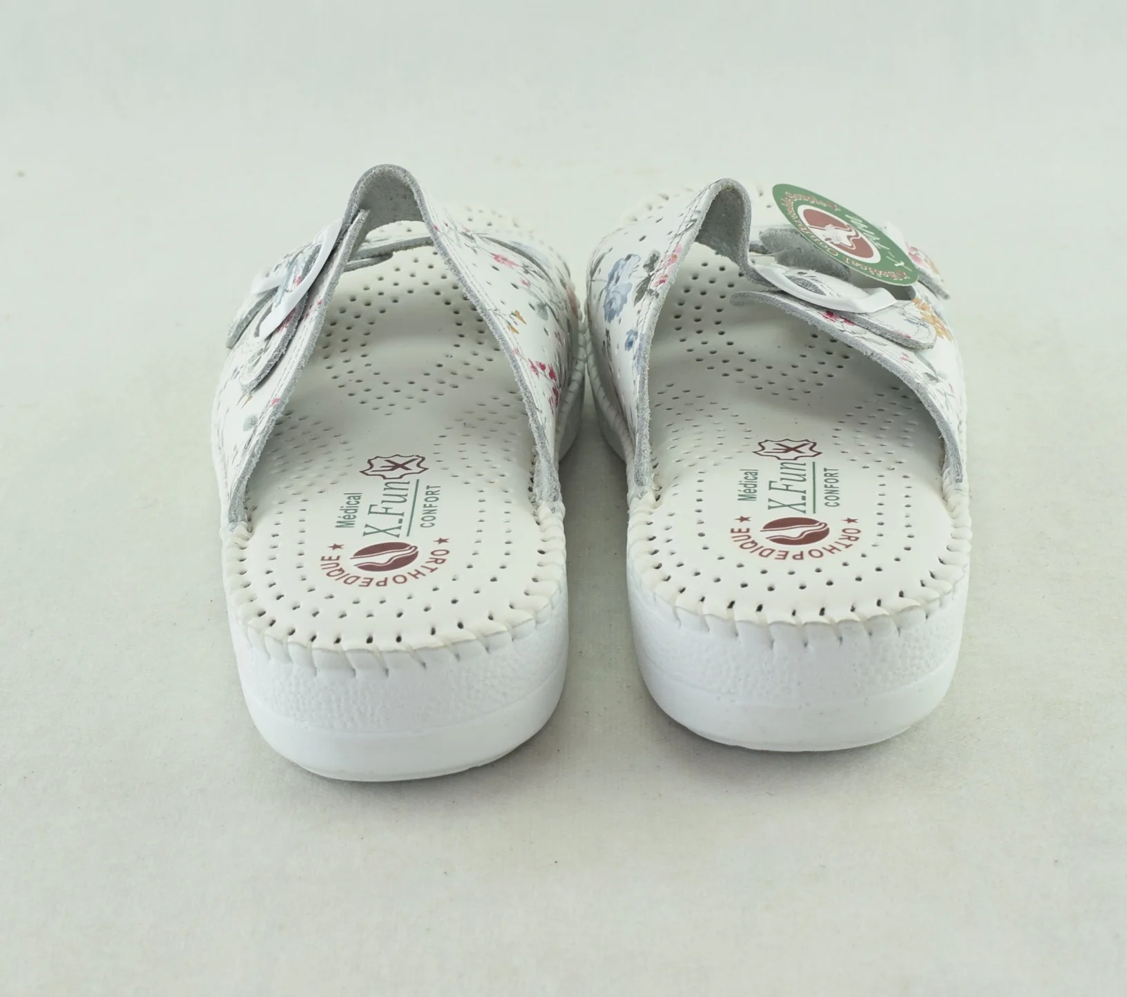 818-Sandale femme Blanc - Flower, sandale en cuir souple et léger, confortable