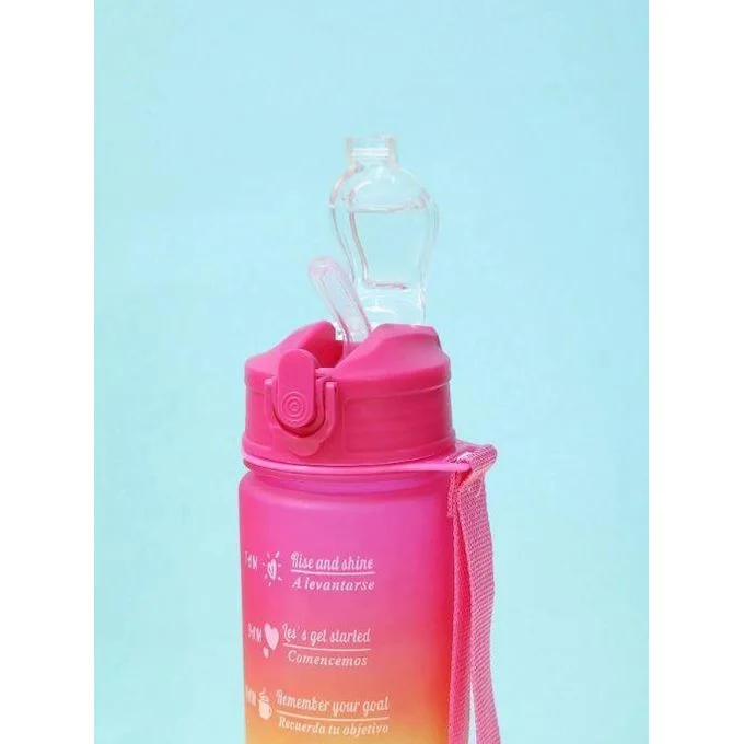 1123-Lot de 2 bouteilles gourdes - 900 ml et 300 ml - Antifuite - Avec paille - Sans BPA - Avec marqueur de temps