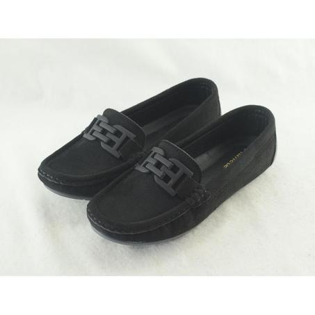 1112Mocassins en daim pour femme tendance - Noir