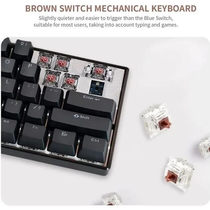 883 - Mini Clavier de Jeu Mécanique Filaire 60%, Ultra-Compact Rétroéclairé RGB