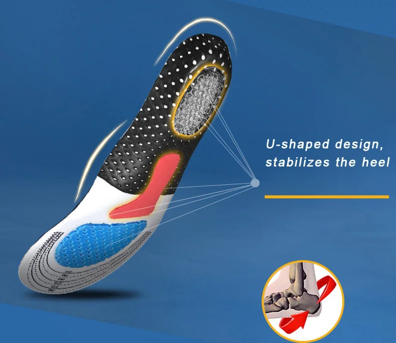 587N - Semelles de Sport en mousse et Silicone, Support de voûte plantaire orthopédique 40-46 - Noir