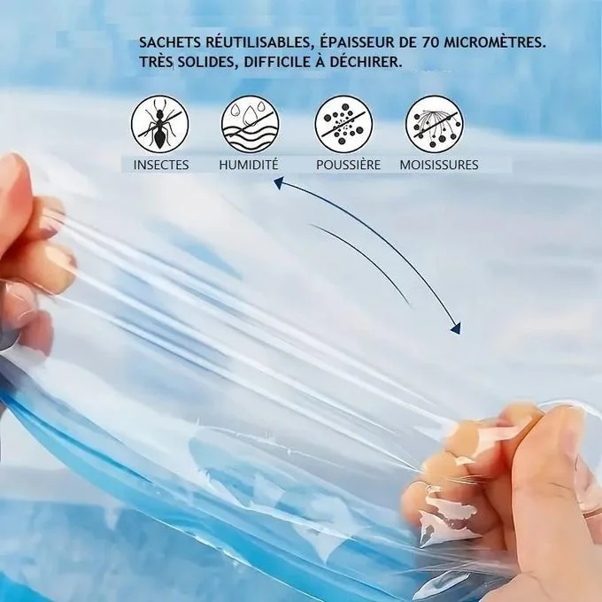 Lot de 5 Sac de Rangement sous vide pour Voyage avec Pompe