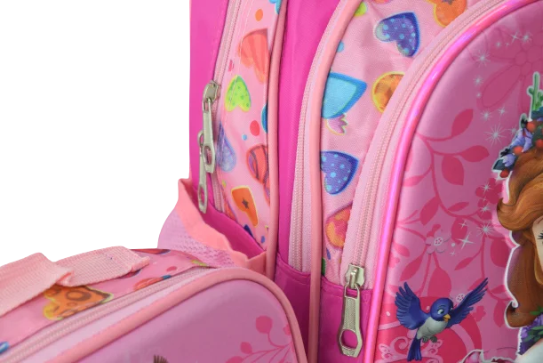 874 - Cartable scolaire à roulette 3 pièces Princess Sofia