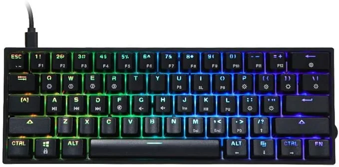 883 - Mini Clavier de Jeu Mécanique Filaire 60%, Ultra-Compact Rétroéclairé RGB