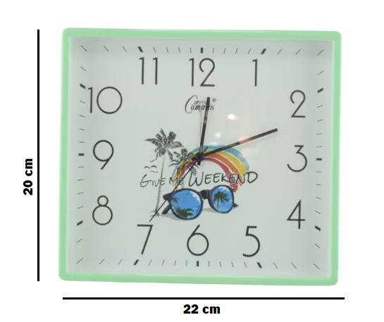 824 - Horloge murale carrée à quartz -Vert