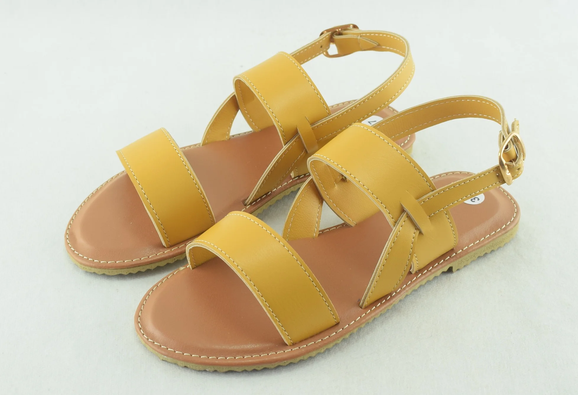 821-Sandales plates et légères pour femme tendance 2024- Jaune moutarde