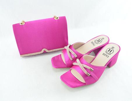 772-sandales à talons et sac, fuchsia - or