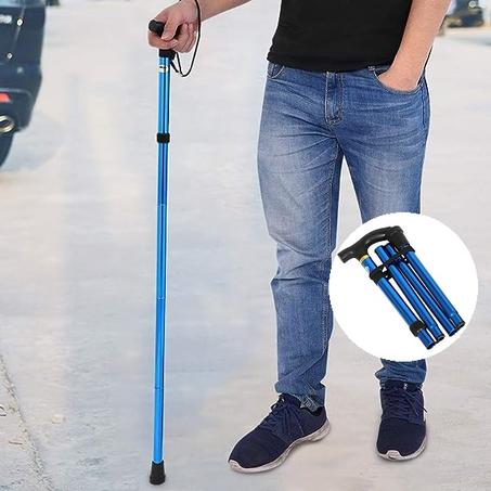 854 - Canne de Marche pliante ultra légère - bleu