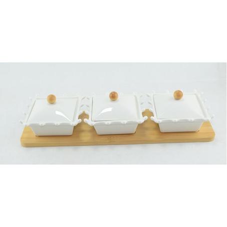 211 - 3 pots à épices, Boîte d'assaisonnement pour condiments en porcelaine - BC13-3