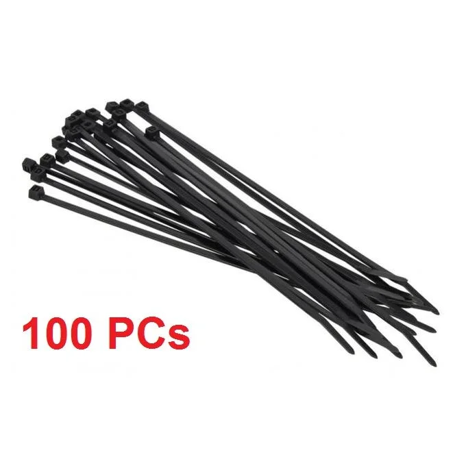 100 Pcs colliers de serrage autobloquants en plastique-Noir - Noir