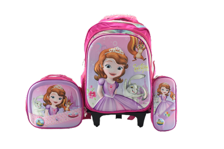 840 - Cartable scolaire à roulette 3 pièces SOFIA