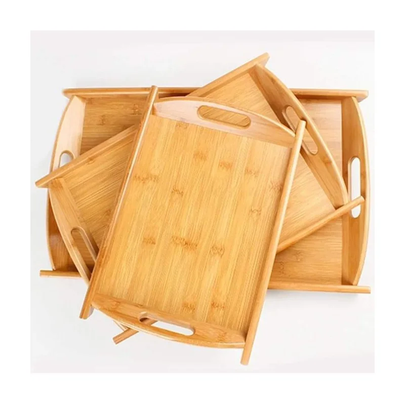 349 - Ensemble de 3 plateaux en bambou en bois lavables de qualité supérieure - DV-265