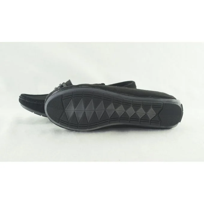 1112Mocassins en daim pour femme tendance - Noir