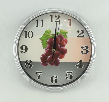 811U - Horloge murale à quartz ronde et moderne simple, argent-raisin