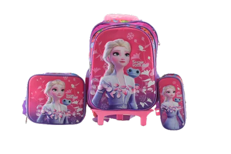 847 - Cartable scolaire à roulette 3 pièces Frozen / Elsa