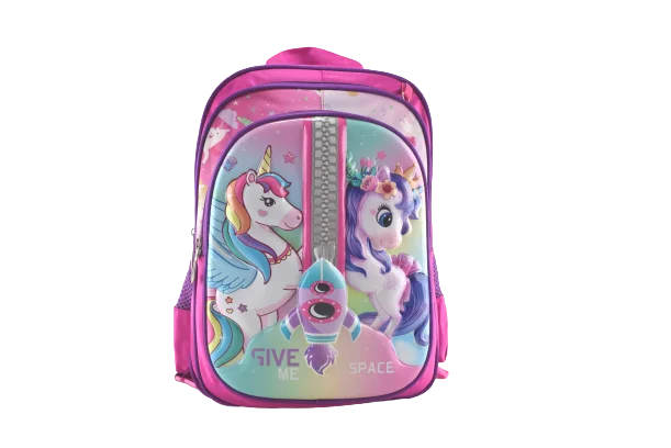 862 - Cartable scolaire à roulette 3 pièces Unicorn