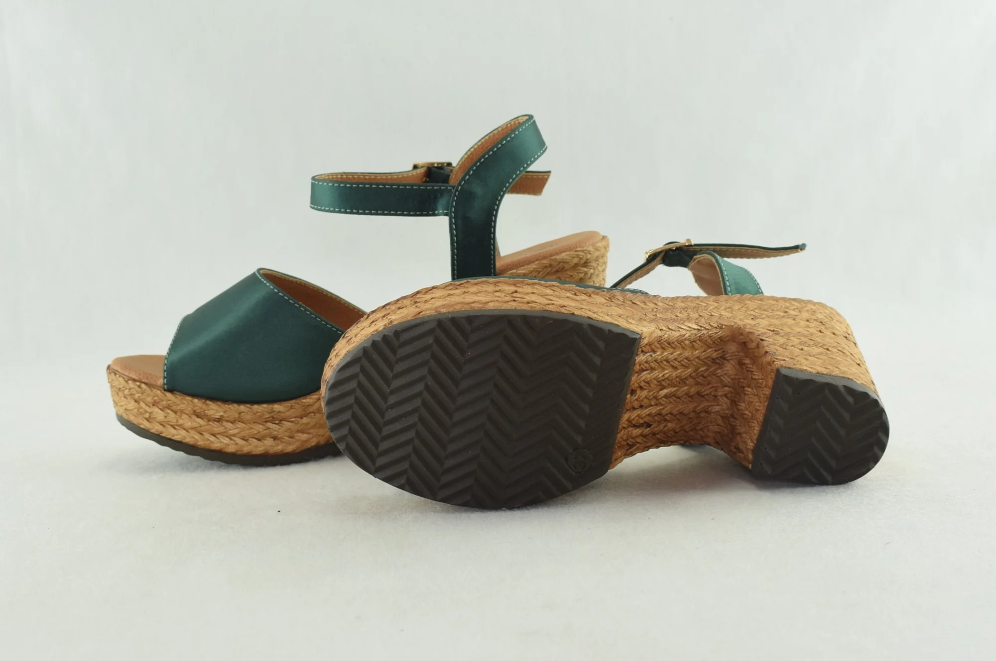 739-sandales femme a talon haut et plateforme Vert