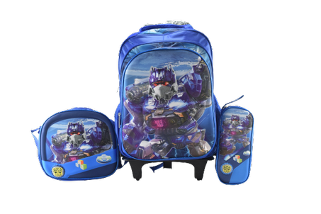 839 - Cartable scolaire à roulette 3 pièces Transformers