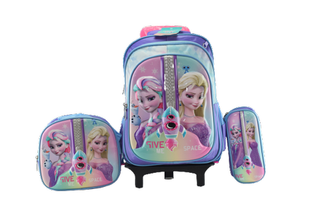 872 - Cartable scolaire à roulette 3 pièces Frozen
