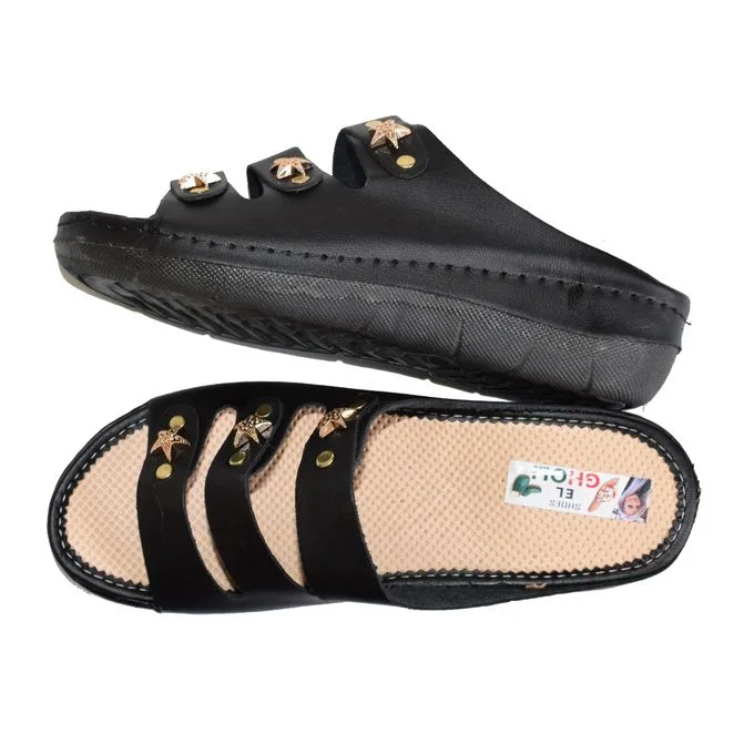 01-Sandale femme NOIR,Sandale cuir Souple et légère,confortable,haute qualité