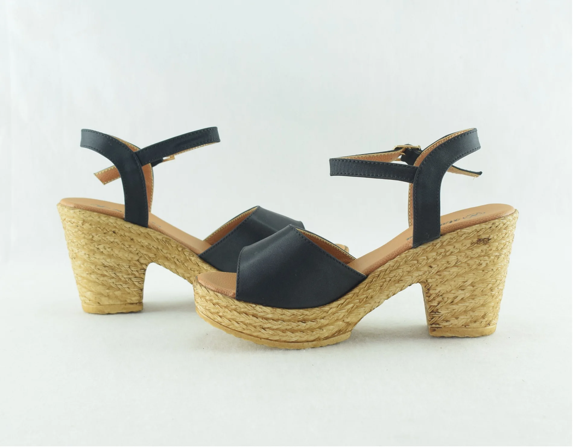 731-sandales femme a talon haut et plateforme Noir - Marron