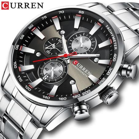 CURREN-montren acier inoxydable,chronographe gris