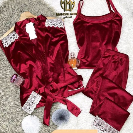 بيجامة موبرة كاليتي مكونة من 3 قطع 🤩🎀🎉