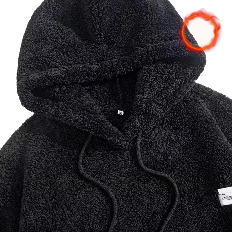 طقم دافئ بفرو مزدوج: هودي وشورت رياضي عصري