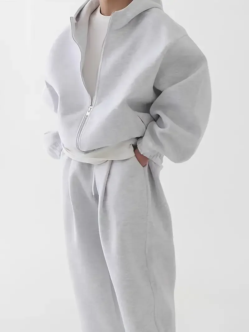 ART CLOTHES - Essentials - Sweat à capuche ultra oversize à fermeture éclair - Gris