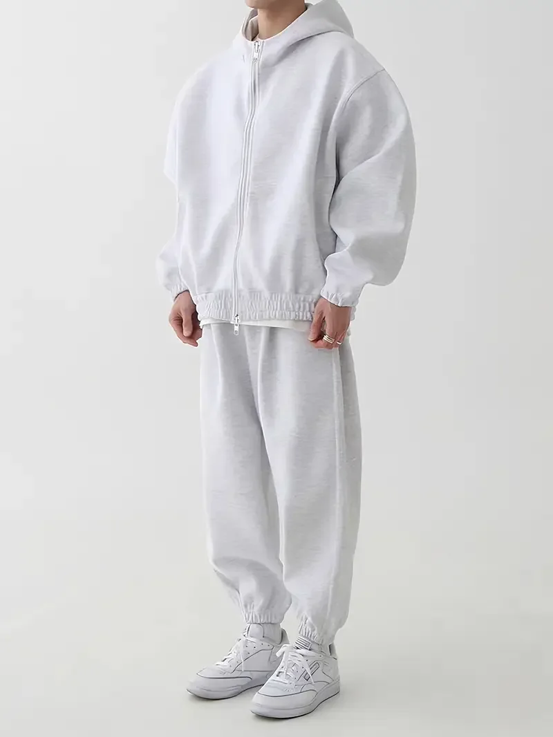 ART CLOTHES - Essentials - Sweat à capuche ultra oversize à fermeture éclair - Gris