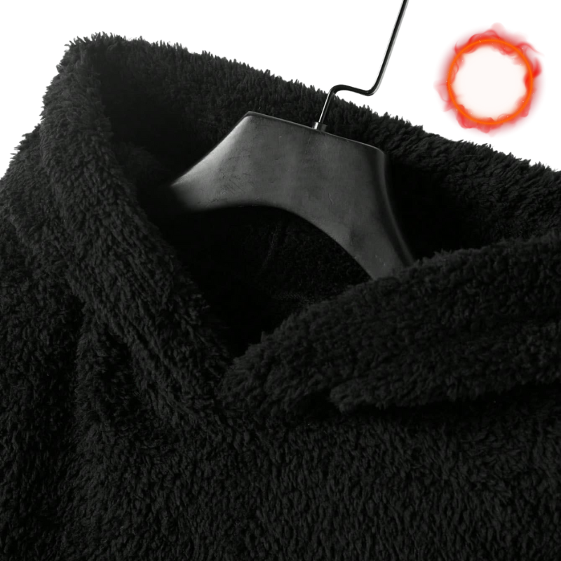 طقم دافئ بفرو مزدوج: هودي وشورت رياضي عصري