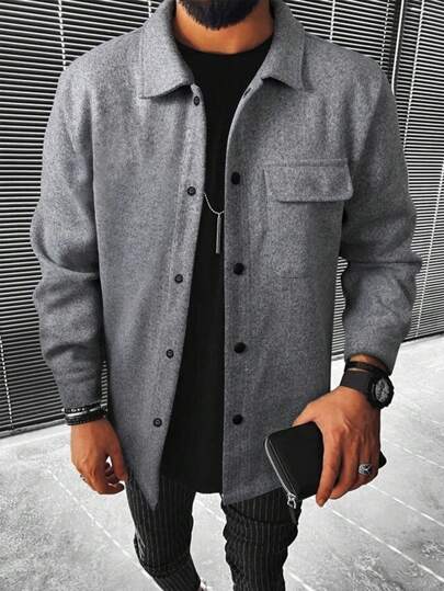 Manfinity Homme Homme Manteau poche à rabat à bouton