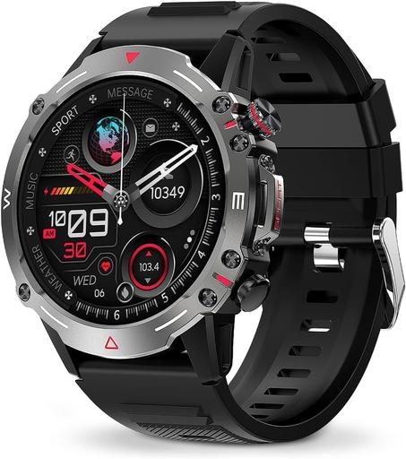 كاروسكي | ساعة ذكية للرجال رياضية مع مكالمات بلوتوث وتتبع الانشطة مقاومة للماء متوافقة اجهزة اندرويد واي او اس شاشة اموليد 1.4 انش ضمان لمدة عام، أزرق