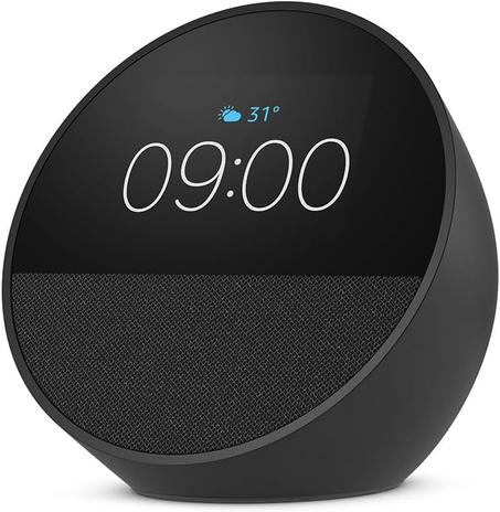 ساعة Echo Spot (إصدار 2024)، ساعة ذكية بصوت واضح + أليكسا، لون أسود