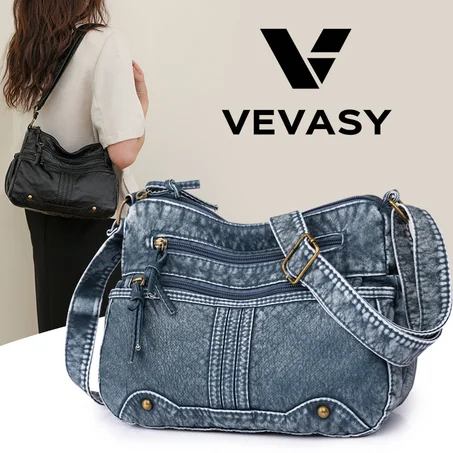 Sac Besace 10 poches  en Cuir Souple
