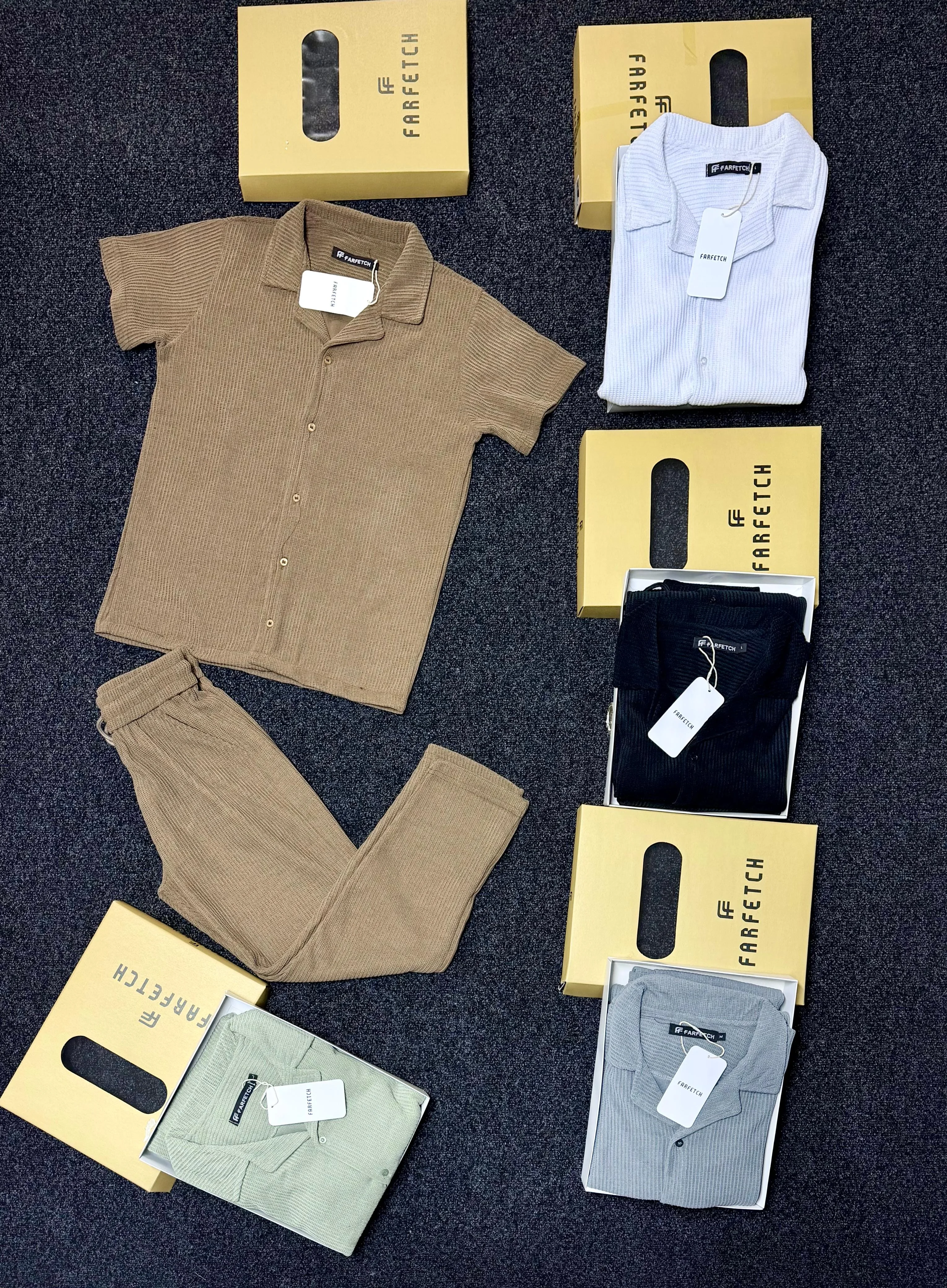 Ensemble d'Été Texturé Premium – Chemise à Manches Courtes & Pantalon Assorti