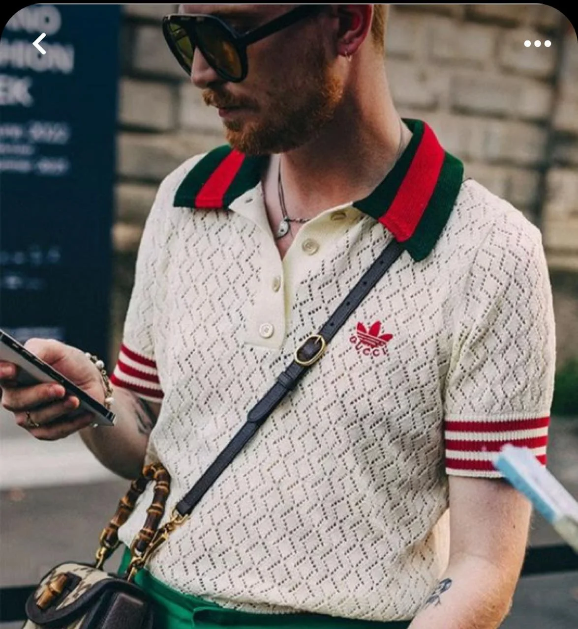 Gucci x Adidas Knit Polo Shirt - Cream