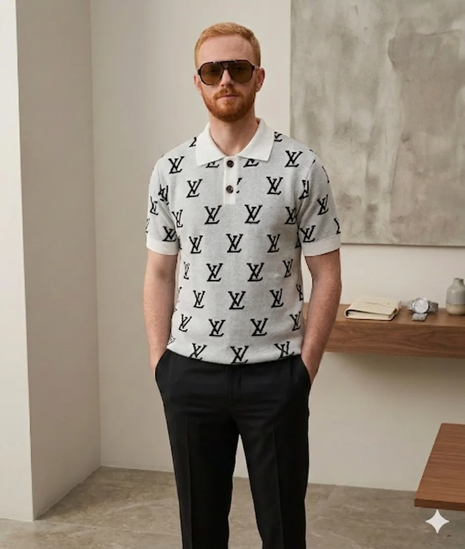 Polo en Maille Premium - Motif Monogramme Élégant