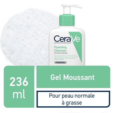 CeraVe Gel Moussant Nettoyant Peau Normale à Grasse 236ml