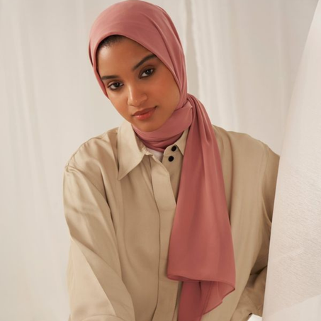Foulard chiffon de soie "nude pink"