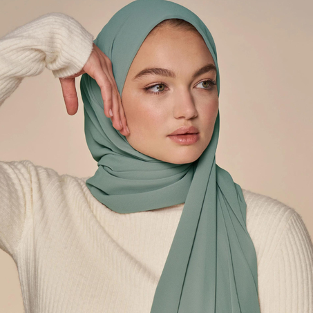 Foulard chiffon de soie " vert d'eau"