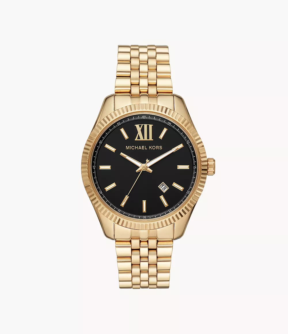 Michael Kors Lexington Three-Hand Gold-Tone Steel Watch