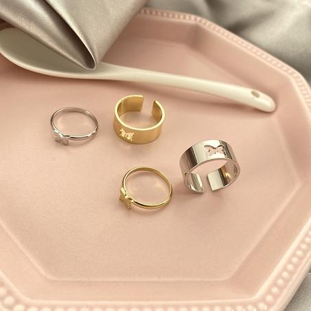 Punk Simple Style Lovers Butterfly Opening Ring