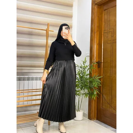 jupe satin épais plissé