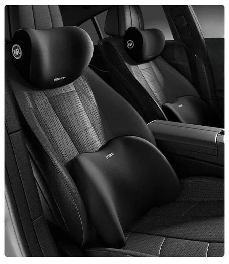 طقم وسائد دعم الرقبة والظهر للسيارة (أسود)