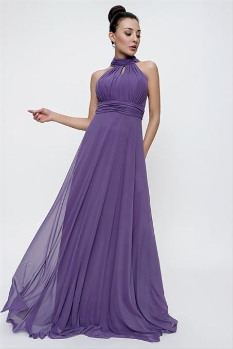 Women's Sleeveless Lilac Tulle Evening Dress