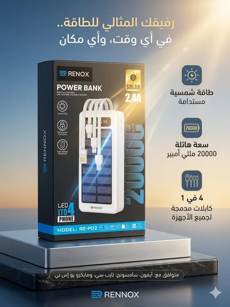 Power Bank RENOX  – الحل الذكي والمتكامل الذي يمنحك حرية التنقل دون قلق!